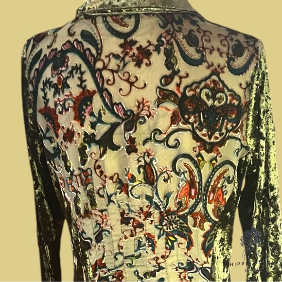 DOR DOR Couture Women’s Olive Green Lux Crushed Velvet Burn Out Dress/Tunic S - Picture 3 of 8